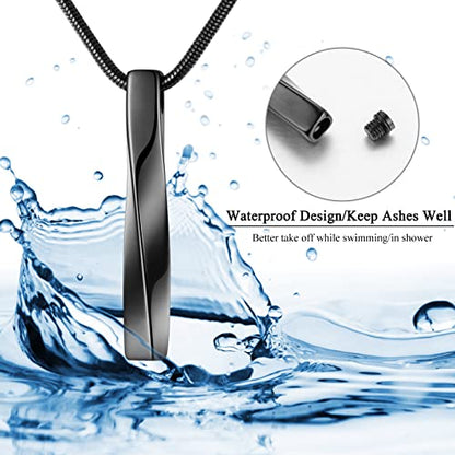2 PCs Cremation Jewelry for Ashes Twist Bar Urn Necklace for Ashes Cremation Memorial Jewelry Stainless Steel Ashes Jewelry Keepsakes For Women Men - style: Twist