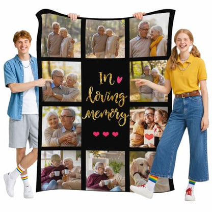 Personalized Memorial Photo Blankets,Blanket with Pictures Customized in Memory of Loved One Gifts - color: Color 24