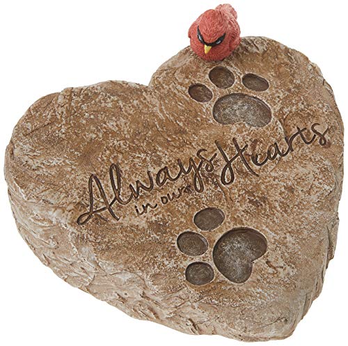 Precious Moments Garden Gifts 171460 Always in Our Hearts Decorative Resin Memorial Garden Stone with Cardinal Accent Yard Decor, Gray/Red, 8-inch Long by 7-in Wide - style: Pet