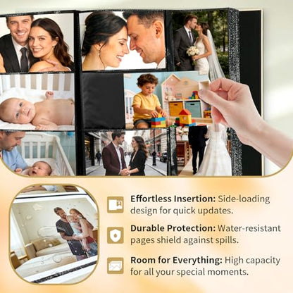 Photo Album 4x6 600 Pockets Photos, Large Capacity Leather Cover Photo Book | Slip-In Horizontal & Vertical Pockets Acid-Free Waterproof Picture Albums Great for Family Baby Wedding Holiday & Anniversary - color: Ivory