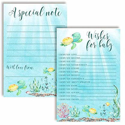Little Hatchling Cute Sea Turtle Sea Life Baby Wishes Cards 20, 4"x6" - Great Keepsake and Fun Activity for Baby Showers - Wishes for Baby Keepsakes Last Generations - Fill-In, Double-Sided Cards - style: Hatchling Cute Sea Turtle