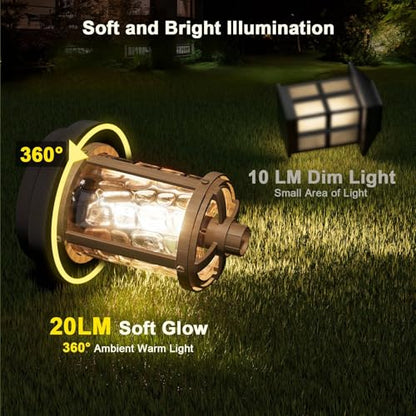 XMCOSY+ Solar Pathway Lights Outdoor, 4 Pack Garden Lights Solar Powered - color: Black & Brown, size: 4 Packs