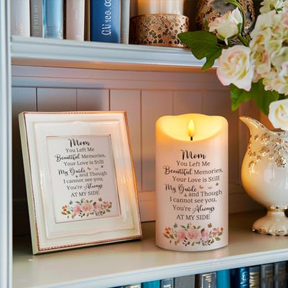 Memorial Candle, Real Wax LED Light with Remote Control, Sympathy Gift for Loss of Loved One or Mother, 4" x 7" - color: Mom