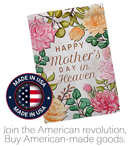 Mother In Heaven House Flag - 2 pcs Pack Family Mother's Day Mom Mama Grandma Love Flowers Parent Sibling Relatives Grandparent - Banner Small Garden Yard Gift Double-Sided Made USA 28 X 40 - color: USA Flag Cemetery Decorations Made In USA