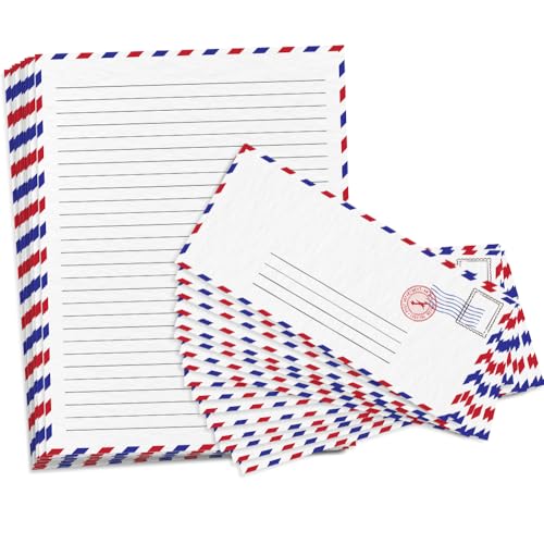 ArtCreativity 100 Piece Vintage Airmail Stationery Paper and Envelope Set