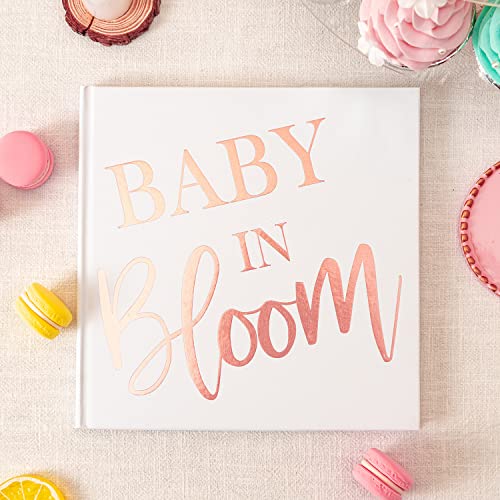 Calculs Polaroid Baby Shower Guest Book Baby in Bloom Signature Bridal Party Picture Book Blank Pages for Instant Film 8.5” Square White Cover Rose Gold Stamping - style: Eclectic
