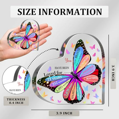 21 Year Old Birthday Gifts, Inspirational Butterfly Keepsake Sign for Women Men, Happy 21st Birthday Gifts Idea for Sister Coworker Bestie, Table Desk Sign for Home - style: 21st Birthday
