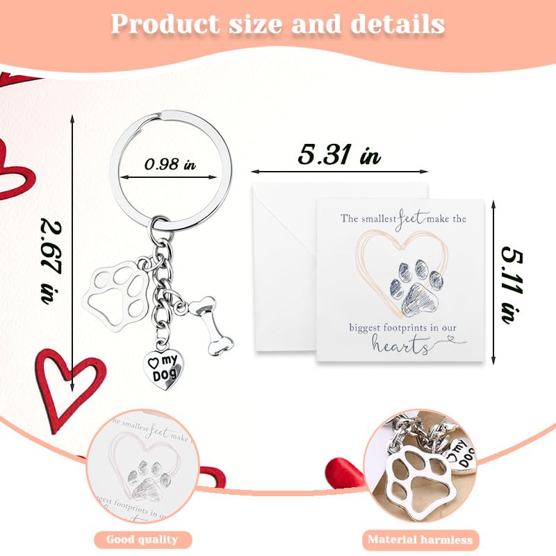 Loss of Dog Memorial Gifts Keychain for Dog Loss Key Chain for Pet Lover Pet Sympathy Gift for Dogs Cards Dogs Loss Bereavement Gifts for Women Men Pets Owners Paw Print Sympathy Keychain