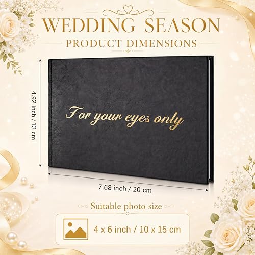 AmazingSpark Boudoir Photo Album for Your Eyes Only Black Leather Self Adhesive with 4x6 Inch, 5x7 Inch Photo Book Gift for Him Husband Boyfriend Groom Wedding Bridal Shower Wedding Anniversary(8x5") - size: 8x5"