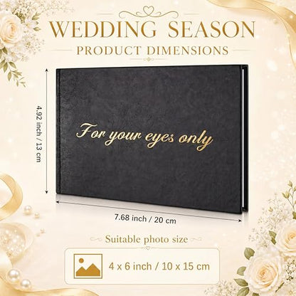 AmazingSpark Boudoir Photo Album for Your Eyes Only Black Leather Self Adhesive with 4x6 Inch, 5x7 Inch Photo Book Gift for Him Husband Boyfriend Groom Wedding Bridal Shower Wedding Anniversary(8x5") - size: 8x5"