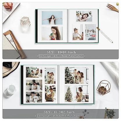 Spbapr Large Photo Album Self Adhesive Linen cover DIY Magnetic Scrapbook album with A Metal Pen Hold 3x5 4x6 5x7 6x8 8x10 Pictures 11"x10.6"60pages - color: Blue, size: 11''x10.6''60pages