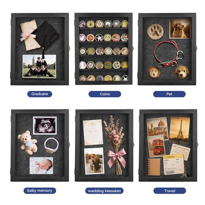 AW BRIDAL Black Shadow Box with Shelves 11x14in, Medal Frame Display Case - color: Black, size: 11x14 in