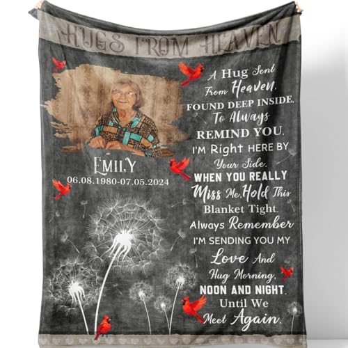 D-Story Custom Memorial Blanket with Photos for Loss of Mom Dad Son Daughter in Loving Memory Personalized Sympathy Blanket for Loss Husband Wife Friend in Memory of Loved One Gifts, Made in USA - color: A-design2