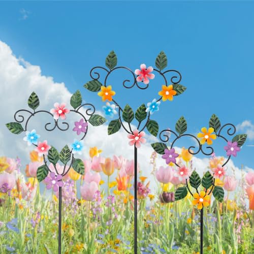 Metal Flowers Decorative Garden Stakes,3Pcs Heart Shape Metal Flower - color: Heart Shape Stakes