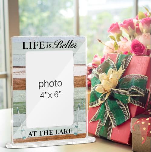 Lake House Gifts Picture Frame Life Is Better at the Lake Acrylic Picture Frames 4 x 6 Inch Photo - color: T-at the Lake