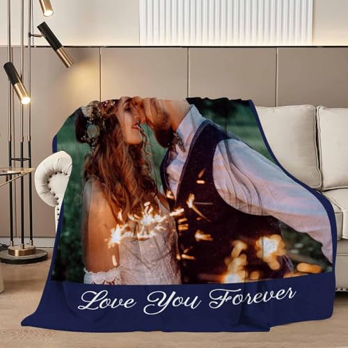 D-Story Custom Blanket with Photos Text Personalized Blankets and Throws Customized Fleece Picture Blanket for Adult Kid Funny Birthday Gifts for Couple Wife Husband Family - color: B-1 Photos
