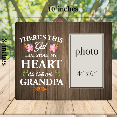 Dumyum Grandpa Wooden Photo Frame,Gift for New Grandpa | Grandkids' Picture Frame (4X6 Inches) - color: HEART