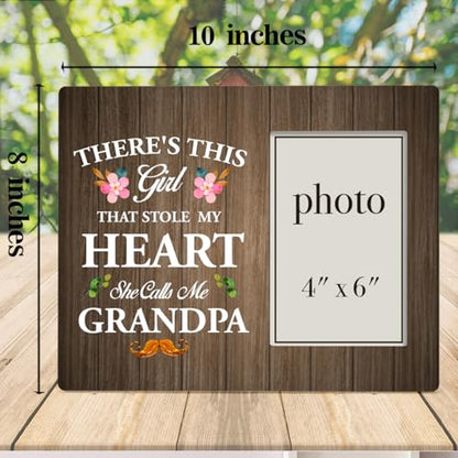 Dumyum Grandpa Wooden Photo Frame,Gift for New Grandpa | Grandkids' Picture Frame (4X6 Inches) - color: HEART