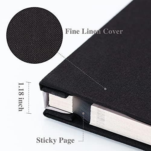 Vienrose Large Self Adhesive Photo Album with Window 11x10.6 60 Pages Black | Linen Cover, Scrapbook, Fits 4X6 8X10 Pictures, Metallic Pen Included, Diy - color: Black, size: 11"x10.6" 60Pages