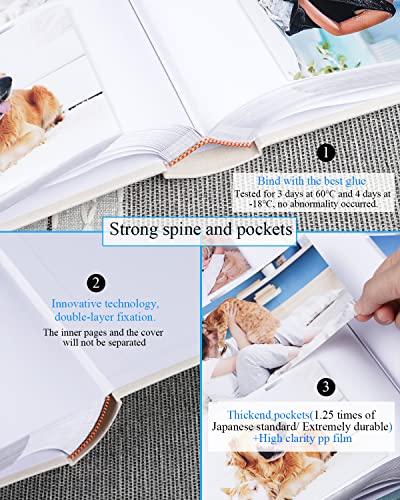 1DOT2 Photo Album for 4x6 Pictures with Writing Space, Beige | Holds 402 Photos,Linen Cover with Front Window, Acid-free Inner Pages, Ideal for Marriage Children Travel Family - color: Beige