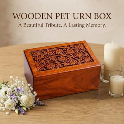Paw Print Pet Memorial Keepsake Cremation Urns for Ashes Pet Urn Wood Keepsake Box Urns for Cat Dogs Ashes | Cat Memorials (5 x 3 x 2) - size: 5 x 3 x 2