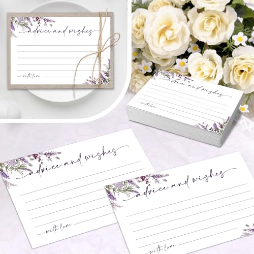 Advice and Wishes Cards – 50 Pcs Lavender Perfect for the Bride and Groom, Baby Shower, Bridal Shower, Wedding Shower, Graduation Party, Retirement Party, Anniversary -A06 - color: Lavender, size: Standard Cards