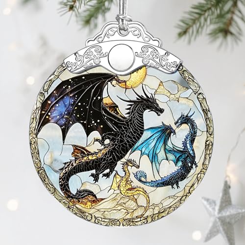 Dragon Christmas Decorations, Christmas Ornaments for Tree, Holiday Ornaments, Gift for Dragon, Holiday Presents, Gift Ideas & Xmas Gifts - color: Dragons Flying