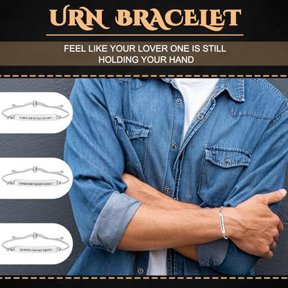 Ecation Cremation Jewelry, Urn Bracelet for Ashes - color: Silver, style: Classic