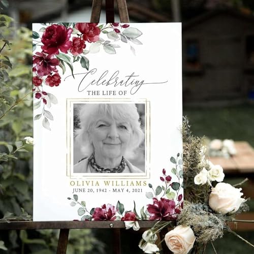 Custom Funeral Welcome Sign With Photo - Celebration of Life Decoration - Large Funeral Sign - Funeral Decorations - Celebration Of Life Decorations - Memorial Decorations for Celebration of Life - color: Multi 5