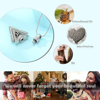 Arrow Head Urn Necklace for Ashes Cremation Jewelry Stainless Steel Arrowhead Pendant Memorial Necklaces Ash Holder Keepsake Jewelry for Loved Ones with Fill Tool - color: Silver