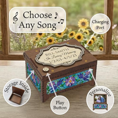 Memorial Custom MP3 Music Box, Voice Recording Or Favorite Song Memory Box, Photo Image Print Inside