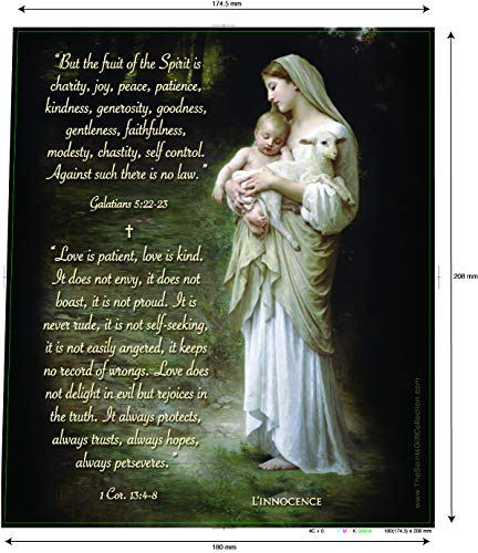 L'Innocence. LED Flameless Devotion Prayer Candle, Religious Gift, 6 Hour Timer for More Hours of Enjoyment and Devotion! Dimensions 8.1875" x 2.375"