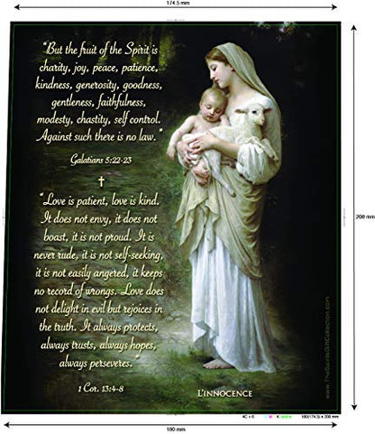 L'Innocence. LED Flameless Devotion Prayer Candle, Religious Gift, 6 Hour Timer for More Hours of Enjoyment and Devotion! Dimensions 8.1875" x 2.375"