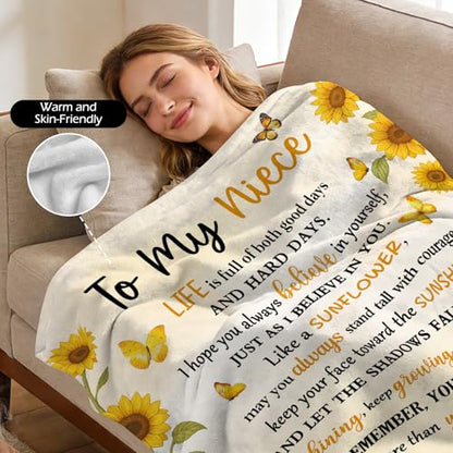 Nieces Gifts from Aunt, Niece Blanket 50x60 Inches - Inspirational Throw Blankets for Women, Adult Niece Birthday from Auntie/Uncle, Soft Plush Gift for Nieces - color: Niece
