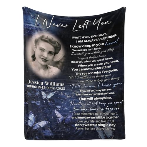 D-Story Custom Memorial Blanket with Photo for Loss of Loved One, in Loving Memory Personalized Sympathy Blanket for Loss of Dad Mom Friend in Memory of Loved One Gifts, Made in USA - color: A-design9
