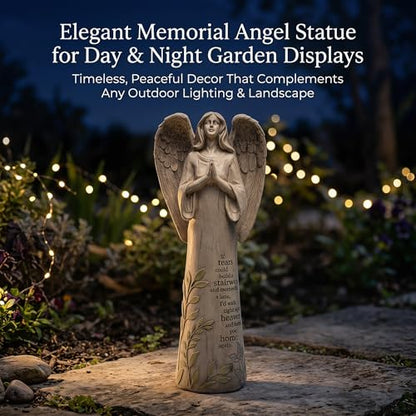 DUSVALLY 13-Inch Praying Angel Memorial Statue for Garden, Sympathy Gift - color: Brown