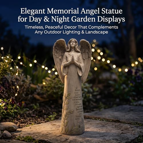 Ivy Home Resin Garden Statue Standing Praying Angel Garden Statuary for Outdoor Decor