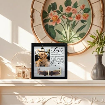 Pet Photo Frame with Collar Holder, Wooden Pet Keepsake Frame, Dog and Cat Remembrance Display for Tabletop or Wall Decor