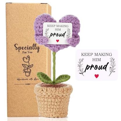 VLOMOT Sympathy Gifts for Loss of Father - Positive Crochet with Heart-Warming Card - Keep Making Him Proud Dad Memorial Gifts - Bereavement Gift for Loss of Father, Grandpa, or Loved One
