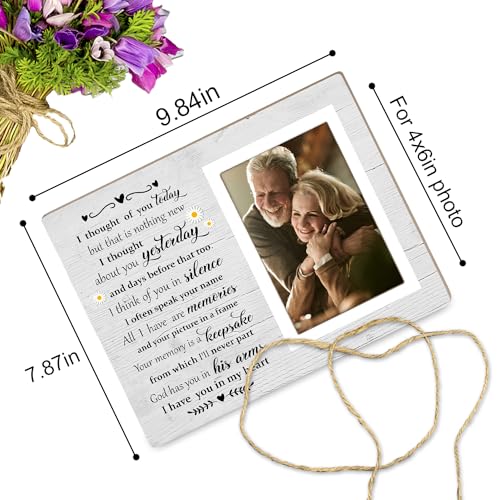 Memorial Gifts Picture Frame, Condolence Gifts Wooden Photo Frame, In Loving Memory of Mother, Father, Grandma,Memorial Frames for Loved One, I Thought of You Today12P048