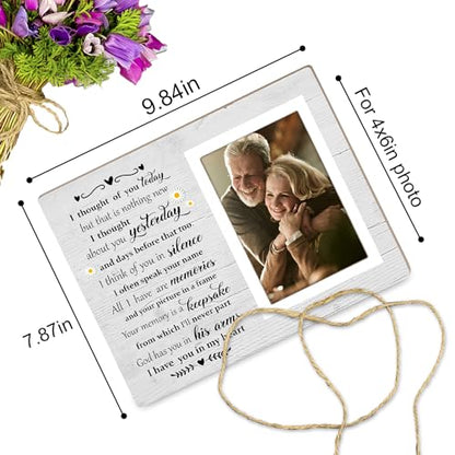 Memorial Gifts Picture Frame, Condolence Gifts Wooden Photo Frame, In Loving Memory of Mother, Father, Grandma,Memorial Frames for Loved One, I Thought of You Today12P048
