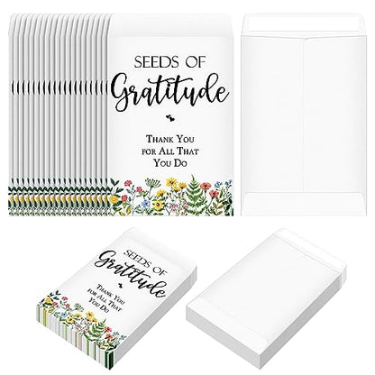Colarr 100 Pack Wildflower Seed Packets Self Adhesive Thank You Seed Packets Rustic Floral Seeds Storage Pockets Kraft Envelopes for Coworker Baby Shower Wedding Gratitude Gift Office Party Favors
