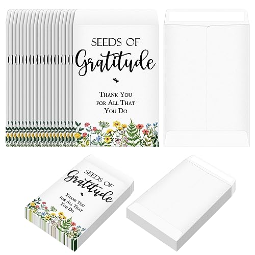 Colarr 100 Pack Wildflower Seed Packets Self Adhesive Thank You Seed Packets Rustic Floral Seeds Storage Pockets Kraft Envelopes for Coworker Baby Shower Wedding Gratitude Gift Office Party Favors
