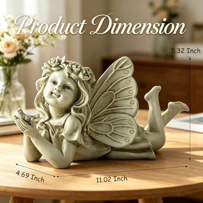 Garden Angel with Bird Statue, Resin Fairy Outdoor Memorial Decor | Weather-Resistant Accent For Patios, Yards, Gardens And Thoughtful Gifts - style: Angel Holding A Bird