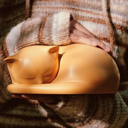 Cat Urn, Sleeping Resin Cremation Pet Urns for Cat Ashes, Orange - color: Orange