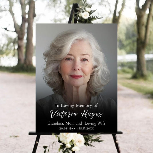Celebration of Life Welcome Yard Sign, Floral Memorial Funeral Sign, In Loving Memory Decoration, Personalized Remembrance Sign, Large Funeral Sign, Purple Memorial Sign, Funeral Décor, Funeral Program - color: Design_10