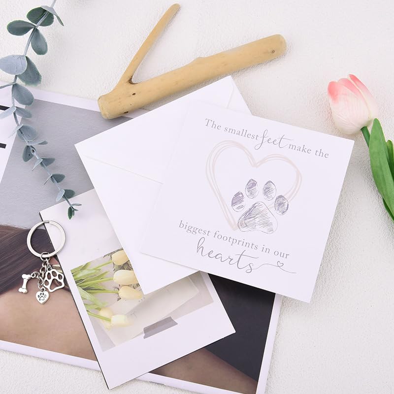 Loss of Dog Memorial Gifts Keychain for Dog Loss Key Chain for Pet Lover Pet Sympathy Gift for Dogs Cards Dogs Loss Bereavement Gifts for Women Men Pets Owners Paw Print Sympathy Keychain