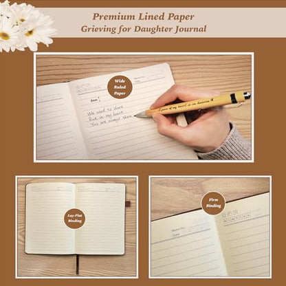Daughter Grieving Gift, Sympathy Condolence Remembrance Memorial Gifts | Letters To My Daughter In Heaven Faux Leather Journal Window Cover 200 Pages A5 Lined for Family Friend Who Loss of Daughter - style: Daughter