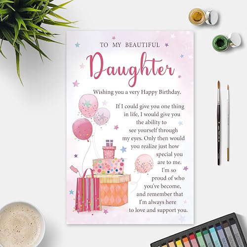 Birthday Card for Daughter from Mom or Dad, Happy Birthday Card Gift for Adult Daughter Her, Heartfelt Love and Encouragement Greeting - color: Daughter