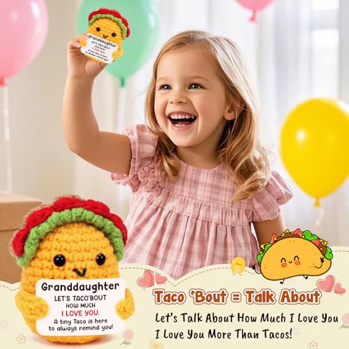 Granddaughter Gifts from Grandma Teen Girl Christmas Stocking Stuffers Gift | Year Old Age Teenage Gift Granddaughter Birthday Graduation Confirmation Christmas Valentines Handmade Crochet Taco Gifts - style: Granddaughter
